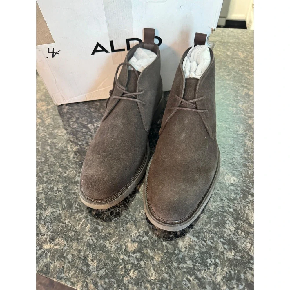 Aldo Jefrey-201 Mens Dark Brown Suede Chukka Boots Size 11 Ankle Booties New